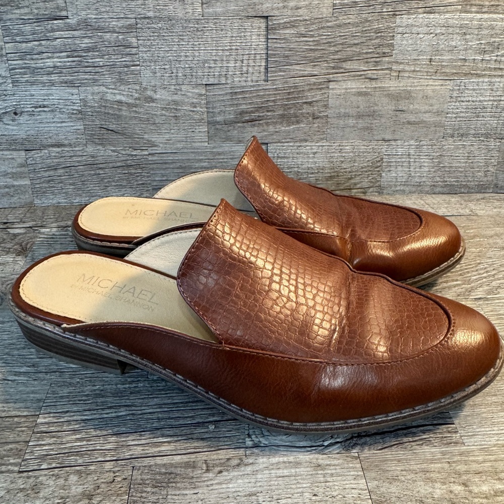 Michael Shannon Brown Leather Mules